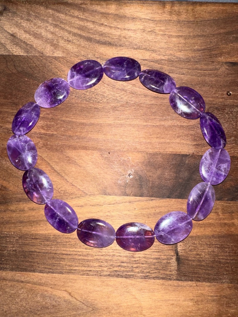 Amethyst Stone Oval Beads 14 IN Choker Stretch Necklace